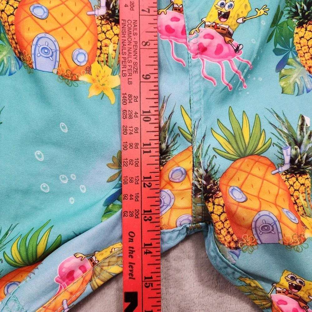 Nickelodeon Swim Trunks Mens 38 Blue SpongeBob Pineapple Tropical Lined Beach